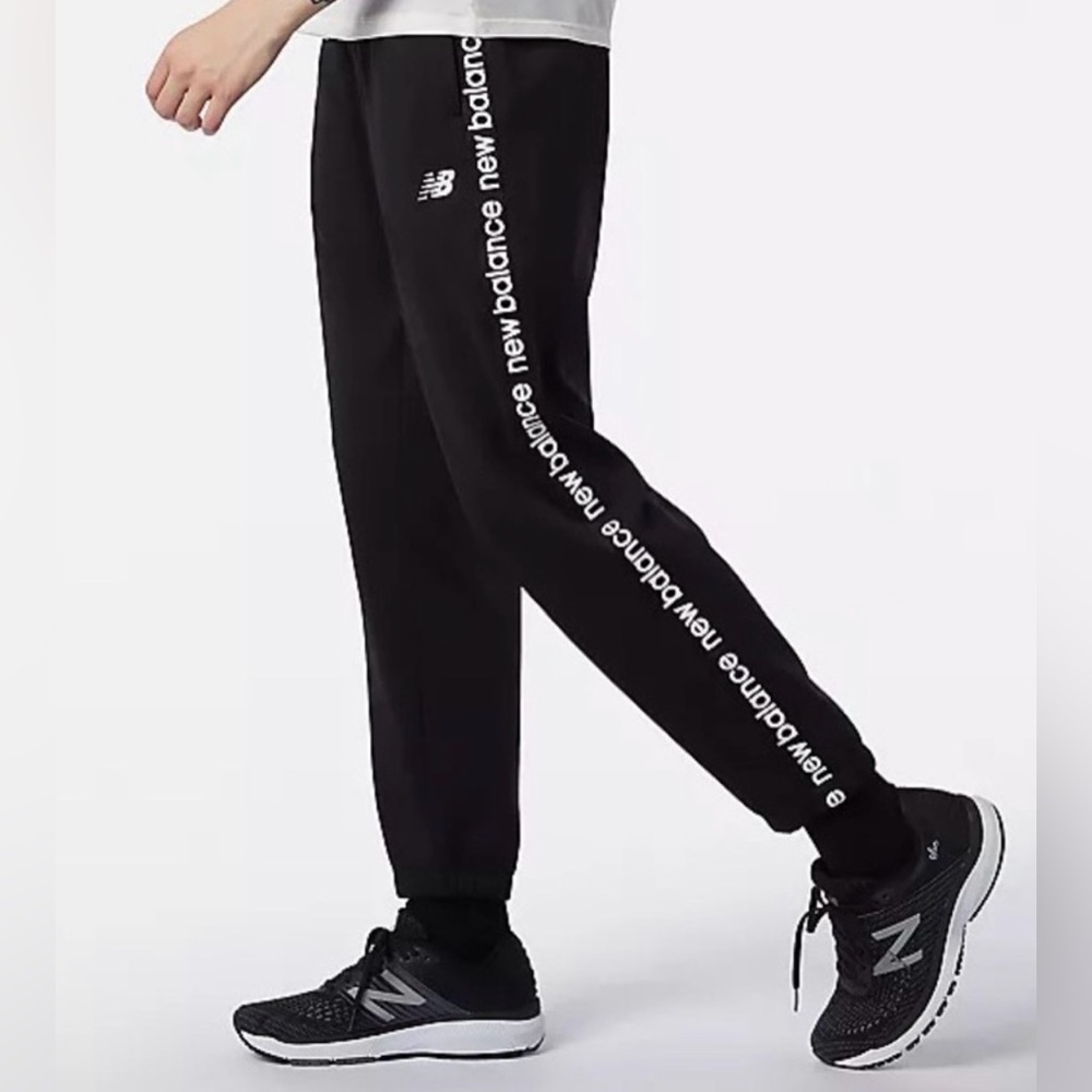 New Balance Black Womens Logo Side Stripe Joggers
